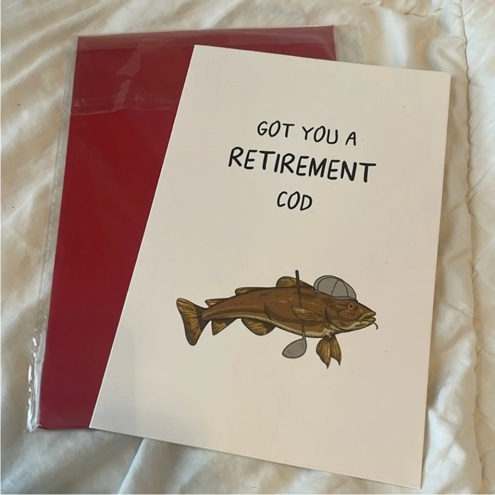 $1 when Bundled‎ punny retirement card with fish